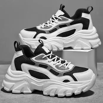 Женская спортивная обувь с толстой подошвой и сеткой, модная и легкая, увеличенного размера, женская обувь, мужские кроссовки 35 белый