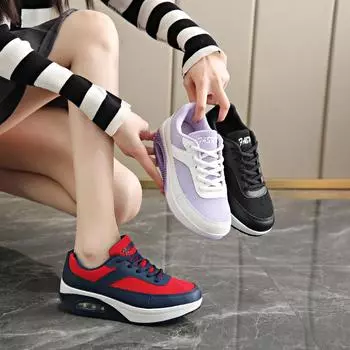 Женская спортивная обувь для увеличения роста, повседневная, красная, подростковая, школьная, фиолетовая, теннисные кроссовки, толстая подошва, платформа, увеличивающая рост, большой размер EU:40 чёрный