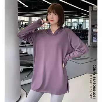 Женская спортивная одежда для йоги и фитнеса больших размеров с капюшоном - свободный крой для весны/осени XXXL 165-185 lbs