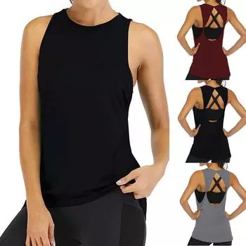 Женская спортивная одежда, сексуальная рубашка для йоги с открытой спиной, спортивная майка для спортзала, жилет XL