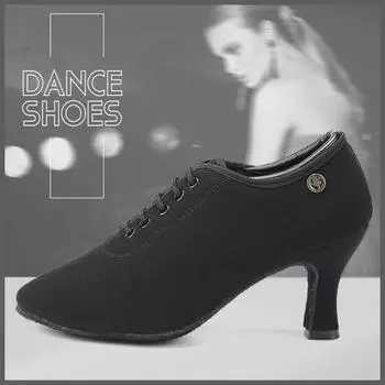 Женская стандартная обувь для бальных танцев, ткань Оксфорд, подошва для тренировок, современная танцевальная обувь для танцев 34 чёрный