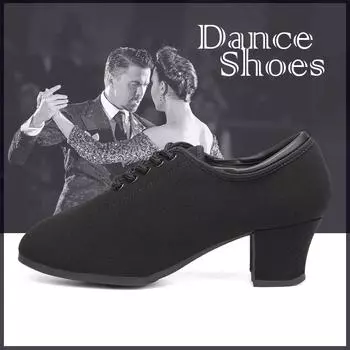 Женская стандартная обувь для бальных танцев, ткань Оксфорд, подошва для тренировок, современная танцевальная обувь для танцев 34 чёрный