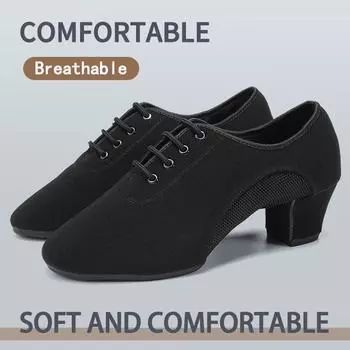 Женская стандартная обувь для бальных танцев, парусиновая подошва, тренировочная обувь для соревнований, современная танцевальная обувь для танцев 34 чёрный