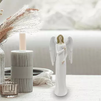 Женская статуя ангела 17,8 см, украшение для полки, абстрактное искусство, ремесленная скульптура из смолы для домашнего офиса