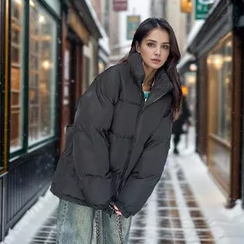 Женская стеганая куртка 2024 года, женская однотонная повседневная свободная хлопковая куртка, женская утепленная теплая хлопковая куртка, женская одежда M белый