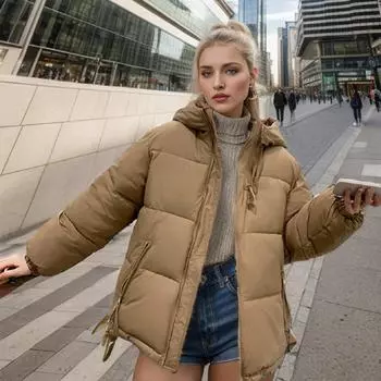 Женская стеганая куртка 2024 года, зимняя новая куртка из утепленного хлопка с капюшоном, женская однотонная парка на молнии, пальто, женская одежда M белый