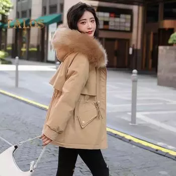 Женская стеганая куртка, утолщенное плюшевое пальто с подкладкой и кулиской на талии, зимняя теплая стеганая куртка с капюшоном из искусственного меха для работы, уличная одежда L светло-синий