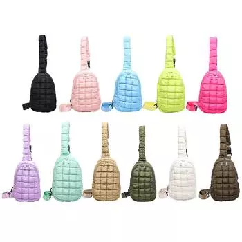 Женская стеганая нагрудная сумка-пуховик, сумка-слинг через плечо, регулируемый ремень, дорожная поясная сумка, простая сумка на плечо, дорожная сумка для улицы чёрный