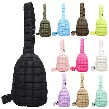 Женская стеганая нагрудная сумка с регулируемым ремешком и подкладкой, сумка через плечо, большая вместимость, спортивная сумка-саквояж, женская сумка для поездок на работу чёрный