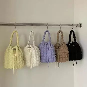 Женская стеганая плиссированная сумка-слинг, мягкий стеганый кошелек-облако, однотонный универсальный шнурок, подарки для друзей чёрный