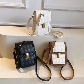 Женская стеганая сумка через плечо, легкая сумка из искусственной кожи с застежкой-замком на съемном ремешке для ежедневного хранения предметов первой необходимости