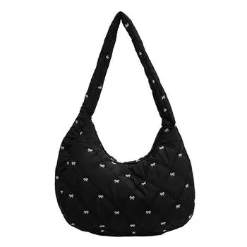 Женская стеганая сумка через плечо с бантом, стеганая сумка через подмышку, женские дорожные сумки чёрный