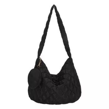 Женская стеганая сумка через плечо с карманом для монет, мягкая сумка-тоут, большая вместимость, сумка-хобо из пуха, зимняя сумка-шоппер