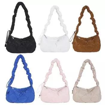 Женская стеганая сумка через плечо с мягкой подкладкой и шнурком, большая вместительная зимняя пышная сумка через плечо с рюшами и рюшами, плиссированная сумка, женские кошельки чёрный