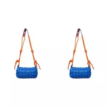 Женская стеганая сумка через плечо с плетеным веревочным ремнем, повседневная сумка для женщин (синий)