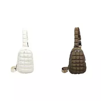 Женская стеганая сумка на грудь, сумка на талию с застежкой-молнией, мягкая сумка-хобо (бежевый)