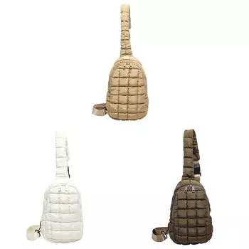 Женская стеганая сумка на грудь, сумка на талию с застежкой-молнией, мягкая сумка-хобо (хаки)