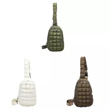 Женская стеганая сумка на грудь, сумка на талию с застежкой-молнией, мягкая сумка-хобо (Темно-зеленый)