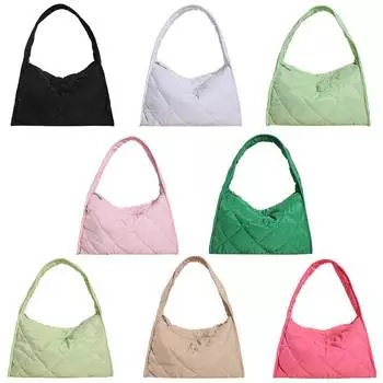 Женская стеганая сумка на плечо с застежкой-молнией, подмышечная сумка, большая вместимость, модная легкая сумка для поездок на работу чёрный