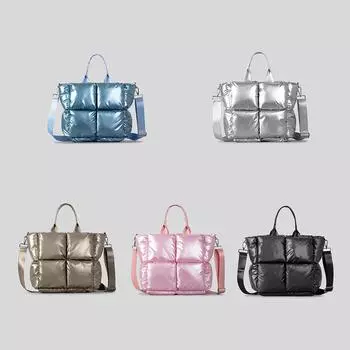 Женская стеганая сумка-тоут, легкая сумка на плечо с мягкой подкладкой, универсальная мягкая сумка-саквояж, пышная сумка через плечо, сумка для покупок бронзовый