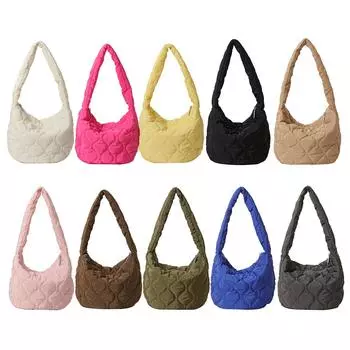 Женская стеганая сумка-тоут, легкая сумка на плечо с подкладкой, универсальная пышная сумка-хобо, большая вместительная повседневная сумка для покупок на молнии хаки