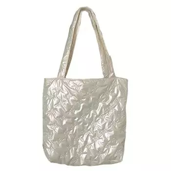 Женская стеганая сумка-тоут с хлопковой подкладкой, сумка-портфель для работы (Серебряный)