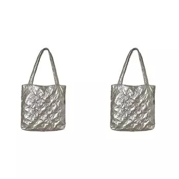 Женская стеганая сумка-тоут с хлопковой подкладкой, сумка-портфель для работы (Серебряный) Q