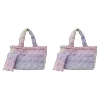 Женская стеганая сумка-тоут, сумка через плечо большой емкости с набором кошельков (фиолетовый)