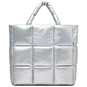 Женская стеганая сумка-тоут, универсальная сумка-тоут с мягкой подкладкой, мягкая стеганая сумка через плечо, легкая сумка для покупок на молнии большой вместимости белый
