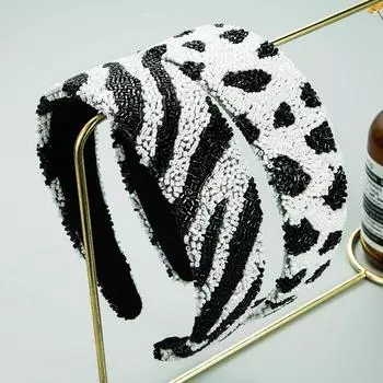 Женская стеклянная трубка с леопардовой полосой, персонализированная сетка под зебру, красная повязка на голову с широкими краями OneSize