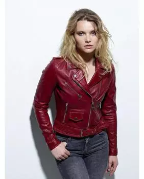 Женская стильная бордовая кожаная куртка из мягкой овчины, байкерская мотокуртка XS бордовый