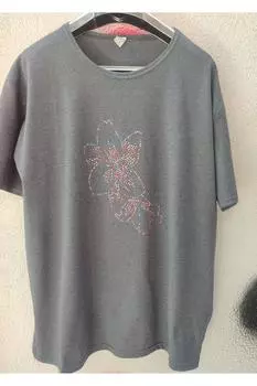 Женская стильная футболка большого размера серого цвета, повседневная модель большого размера из хлопчатобумажной ткани, футболка с боковыми разрезами