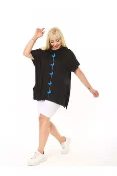 Женская стильная футболка большого размера, трикотажная вискозная футболка большого размера, черная футболка Salas с принтом