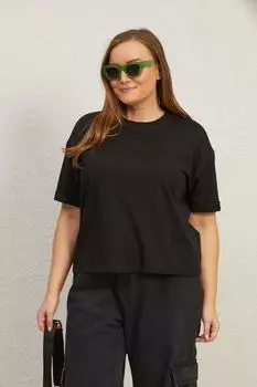 Женская стильная футболка большого размера, короткая базовая хлопковая футболка