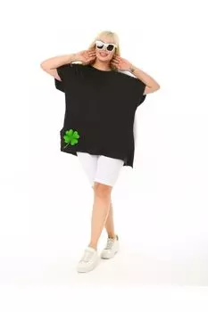 Женская стильная футболка большого размера, футболка оверсайз с принтом клевера, футболка больших размеров