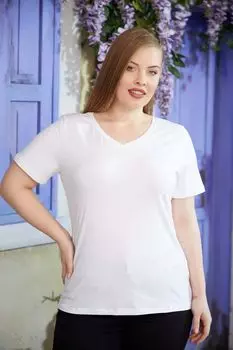 Женская стильная футболка большого размера с v-образным вырезом, черная футболка больших размеров, хлопчатобумажная ткань