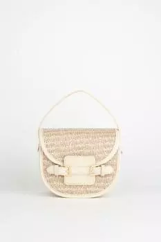 Женская стильная и полезная сумка на плечо кремового цвета. Женская соломенная сумка с 5 отверстиями и застежкой-кнопкой. Регулируемый ремень. Сумка и сумка на плечо.