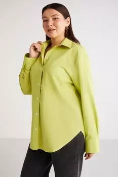 Женская стильная рубашка больших размеров Susan большого размера из поплина с манжетами оверсайз зеленая рубашка большого размера