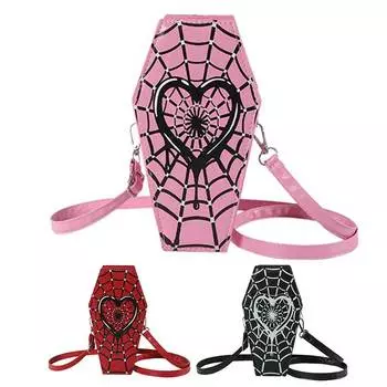 Женская стильная сумка через плечо с регулируемым ремешком в форме гроба, повседневная сумка-саквояж, паутина, новинка, сумка-мессенджер, модная сумка на слинге розовый