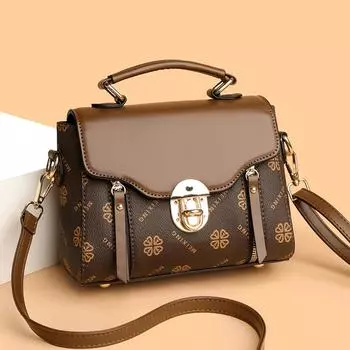 Женская стильная сумка через плечо с принтом «Клевер и волна», легкая ПУ-сумка со съемным ремешком и магнитной застежкой, сумка через плечо для повседневного использования