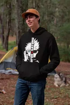 Женская стильная толстовка большого размера, черная толстовка с капюшоном Gojo Satoru унисекс, толстовка размера плюс Gojo Satoru