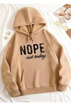 Женская стильная толстовка большого размера плюс размер, специальное производство, толстовка из 100% хлопка с капюшоном и принтом Nope