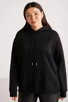 Женская стильная толстовка большого размера, черная толстовка больших размеров большого размера