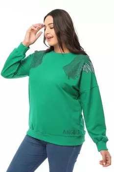 Женская стильная толстовка большого размера с принтом Wing Stone на плечах