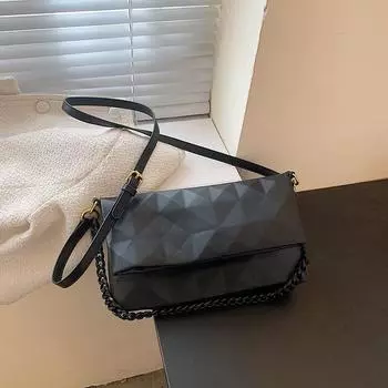 Женская сумка 2021, новая модная и стильная сумка на одно плечо с индивидуальной геометрией и ромбовидной сеткой, сумка на одно плечо с цепочкой, популярная сумка через плечо с диагональю