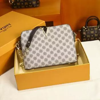 Женская сумка 2022, новая большая сумка с цепочкой и принтом, ручная накладная, кожаная сумка через плечо с V-образным вырезом в стиле ретро, сумка Tide M