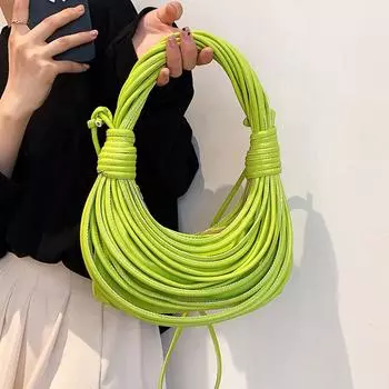 Женская сумка 2023, новая женская модная нишевая тканая сумка с лапшой, сумка через плечо в иностранном стиле, ручная сумка One Size белый