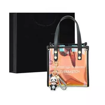 Женская сумка 2023, новый нишевый дизайн, лазерная прозрачная желейная сумка, портативная сумка-тоут, длина 21,5 см, высота 21,5 см, ширина 13 см жёлтый