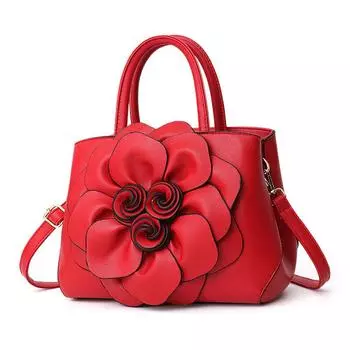 Женская сумка 2023 Популярная женская сумка в Европе и Америке из искусственной кожи с цветком, ручная сумка на плечо, красная свадебная сумка для девочек красный