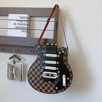Женская сумка 2024 года, лето, новая мода, персонализированная сумка для гитары, одно плечо, косой пролет, многофункциональный рюкзак